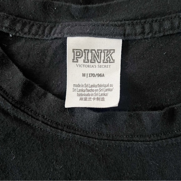 Victoria’s Secret PINK Black Sequins Bling Long Sleeve Tee | M - Picture 2 of 9